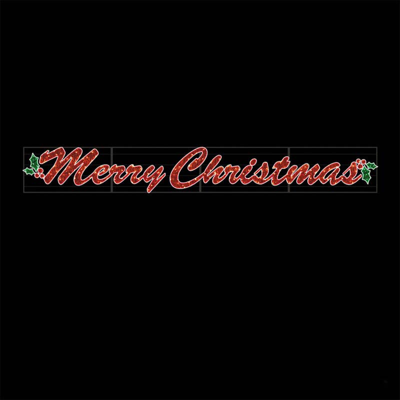 Giant Pre-Lit LED Merry Christmas Holly 2D Wire Frame Decor