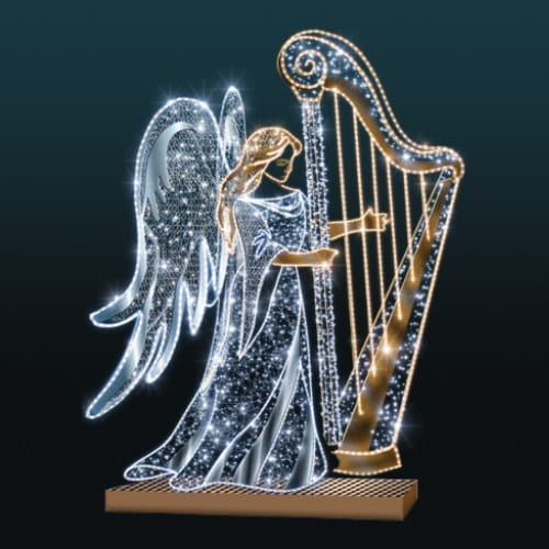 Giant Pre-Lit LED Harp Angel