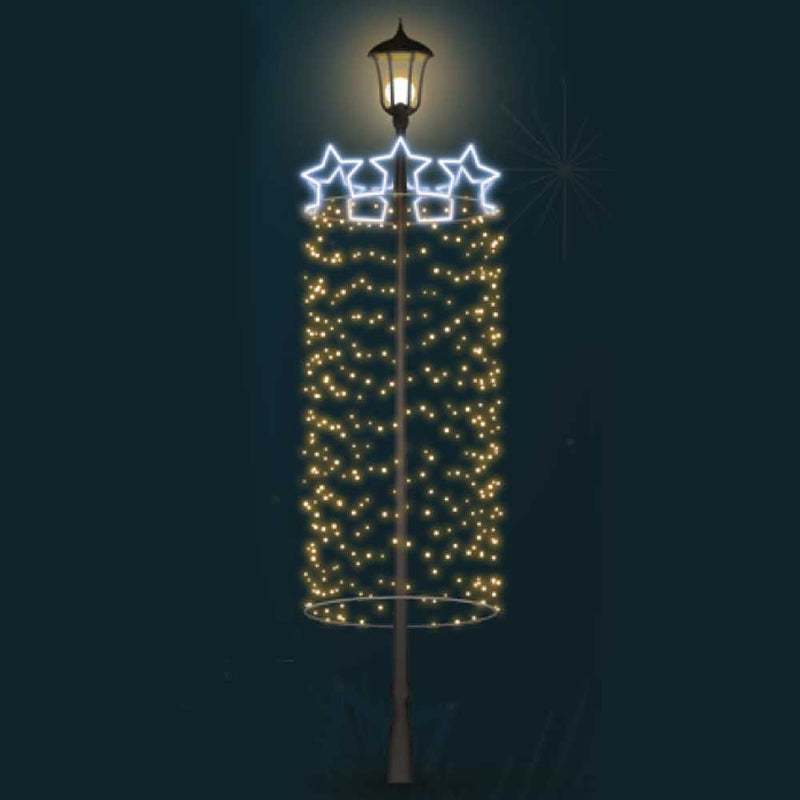 Giant Pre-Lit LED Star Cascade Pole Mount 2D Wire Frame Decor