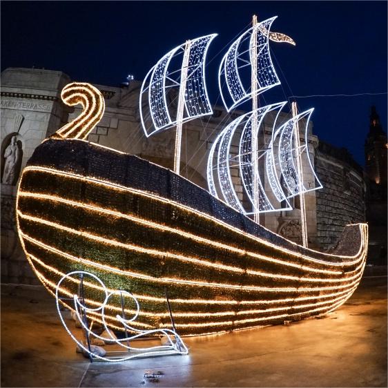 Giant Pre-Lit LED Ship