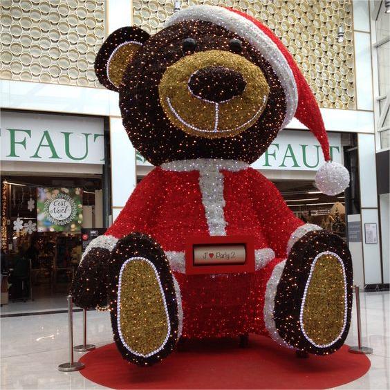 Giant Pre-Lit LED Santa Teddy Bear