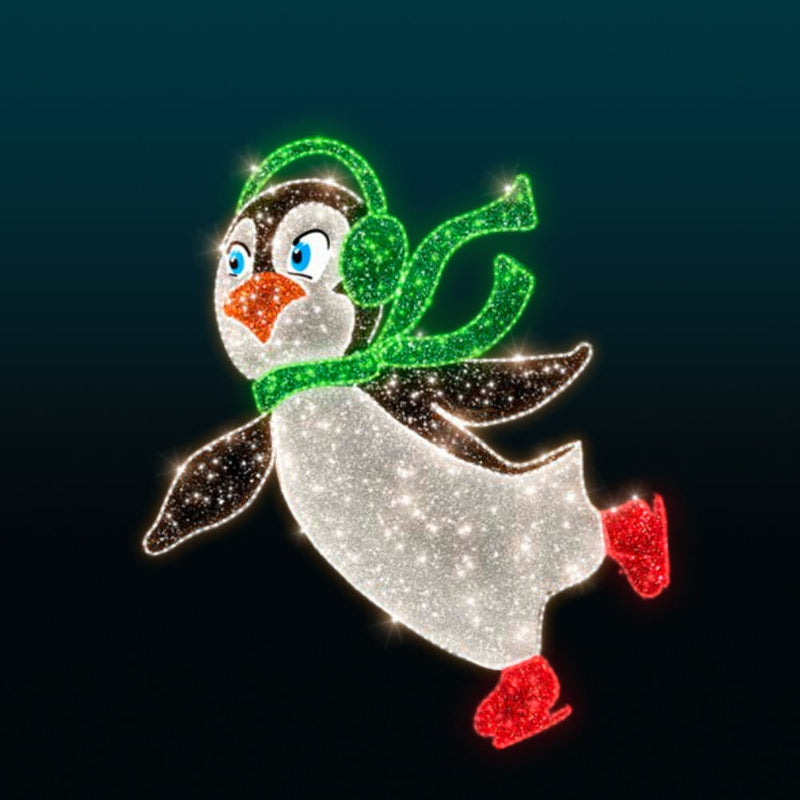 Giant Pre-Lit LED Skating Penguin