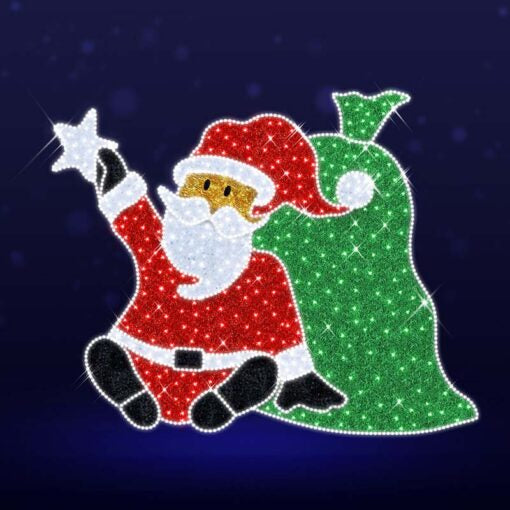 2D Pre-Lit LED Toy Sack Santa