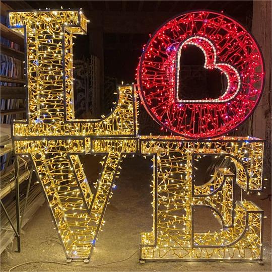 Giant Pre-Lit LED Stacked Love