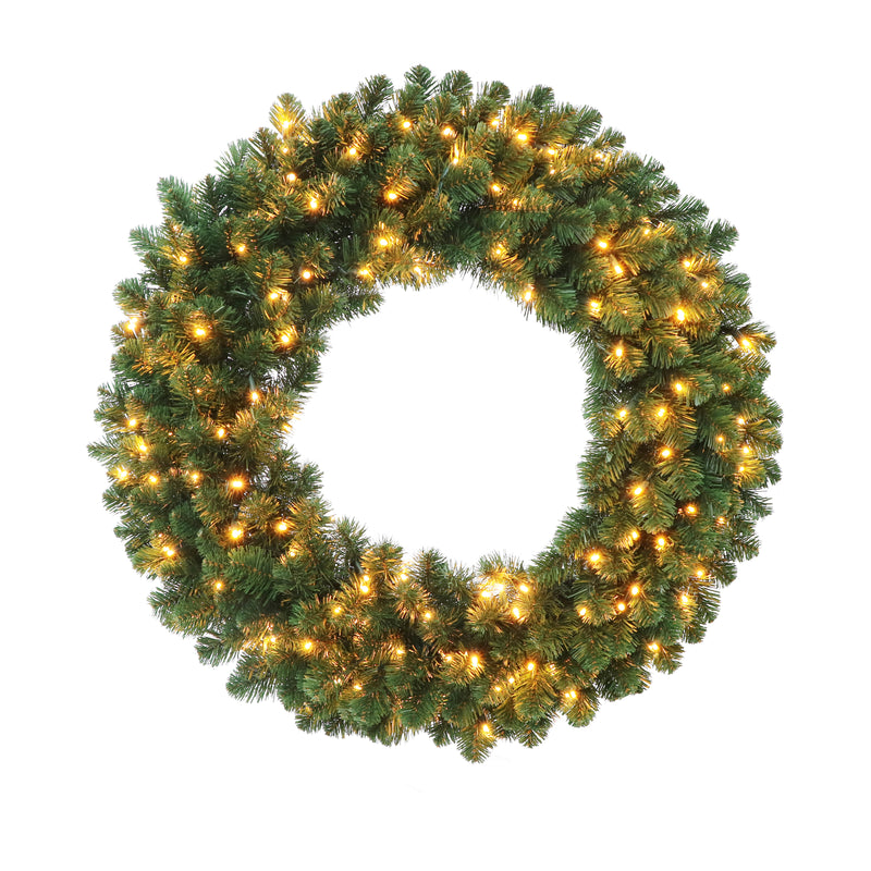 Certified Ultra Bright 36" Pre-Lit Premium Oregon Fir Wreath, 150 Lights & 260 Tips