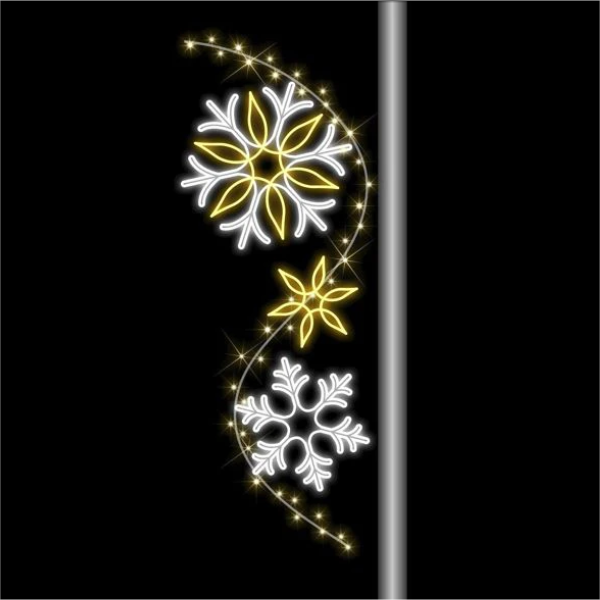 Giant Pre-Lit LED Snowflake Flurry Pole Mount