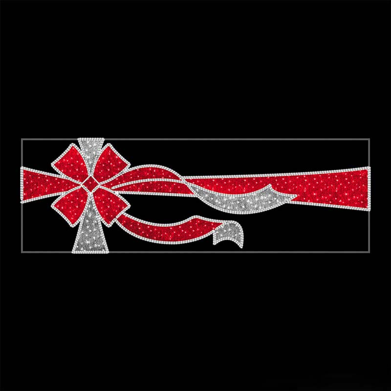 Giant Pre-Lit LED Gift Wrapped Overhang 2D Wire Frame Decor