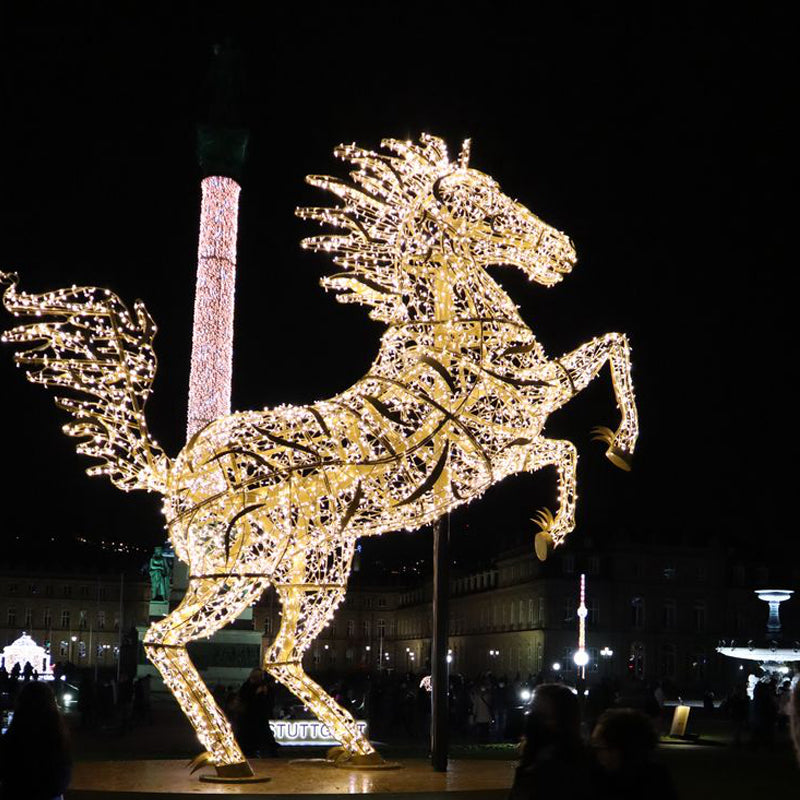 Giant Pre-Lit LED Posing Horse