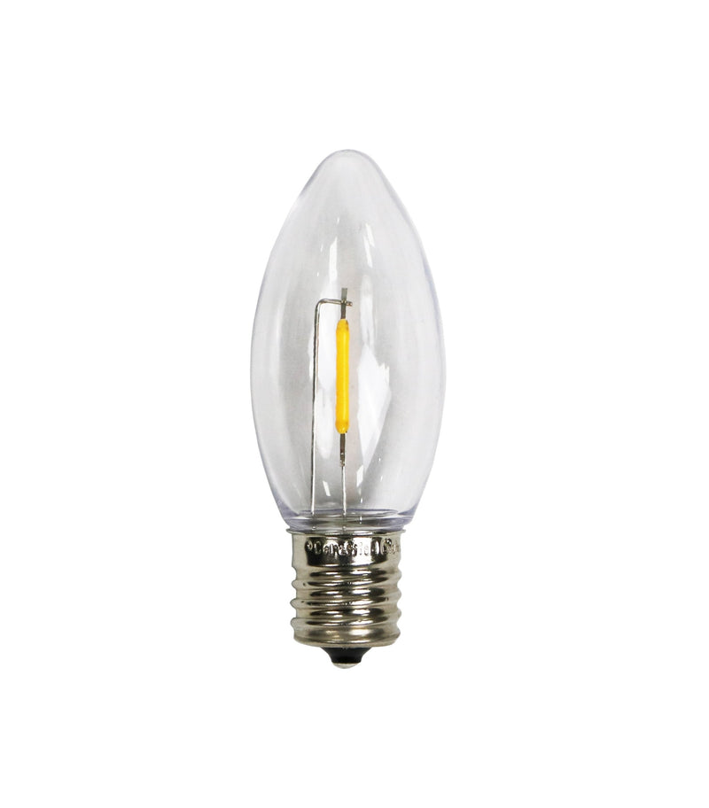 picture of a c7 plastic filament led bulb for Christmas lights