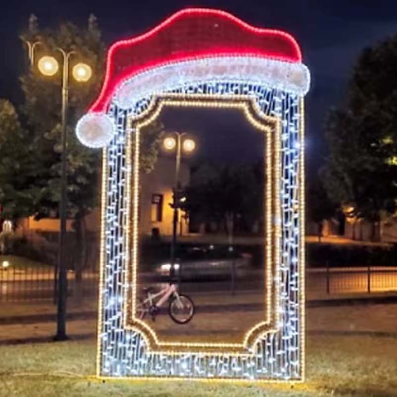 Giant Pre-Lit LED Santa Hat Frame Photo Op