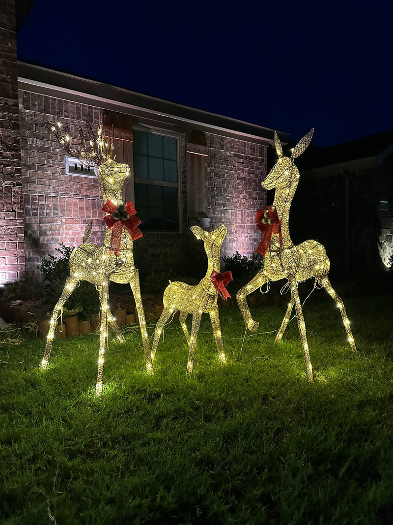 Pre-Lit LED Reindeer Family (3) - Warm White