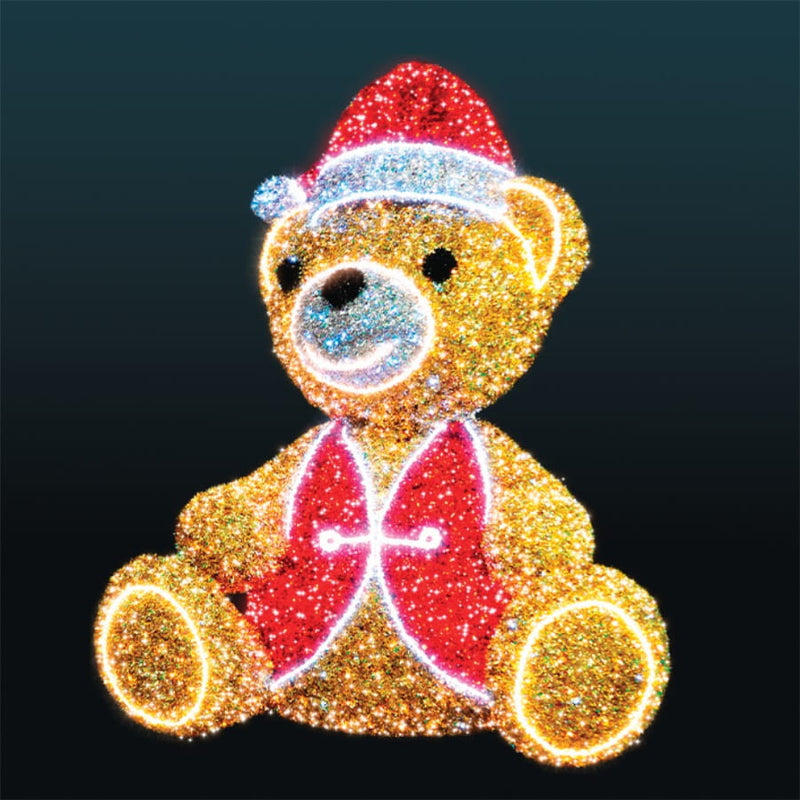 10ft Giant Pre-Lit LED Teddy Bear with Santa Hat