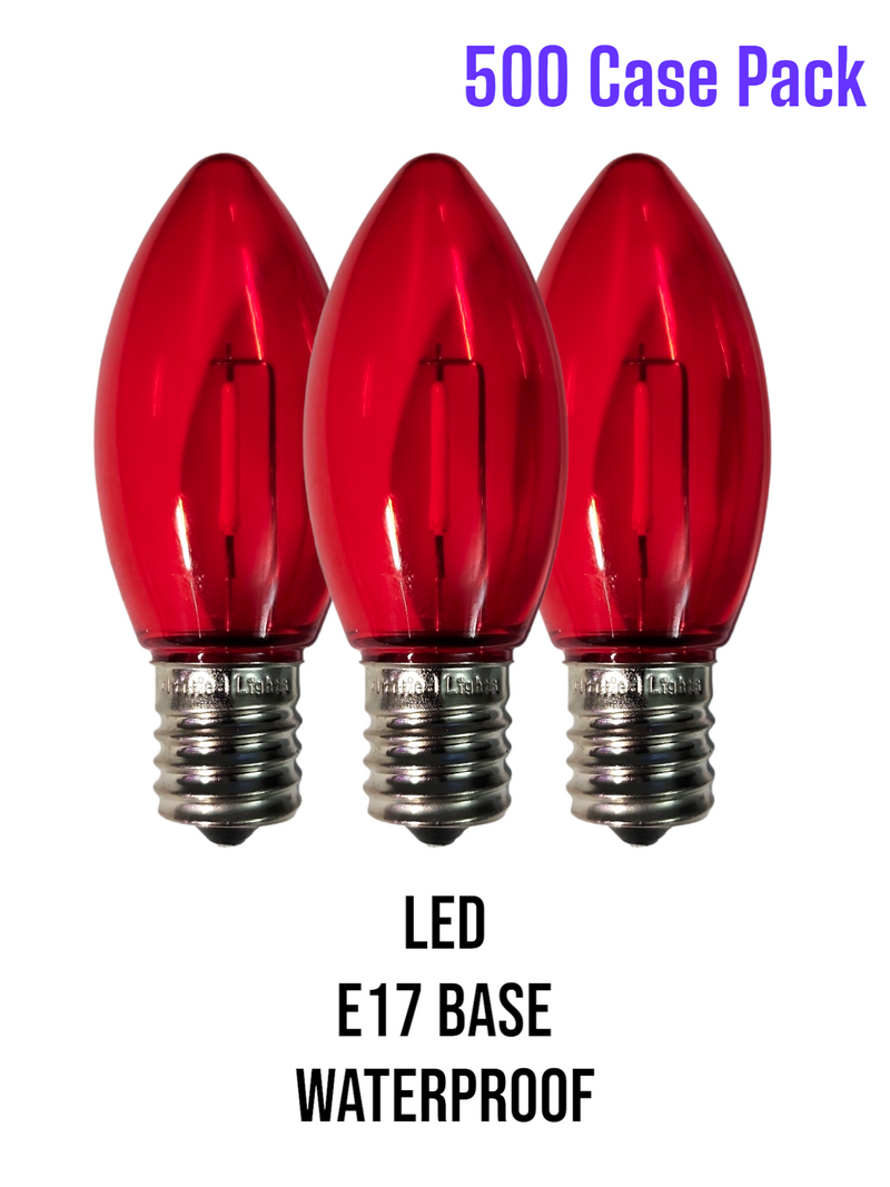 Certified Classic C9 Red LED Plastic Filament Bulbs, Shatterproof - Case of 500 Bulbs