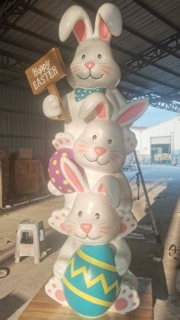 Giant Fiberglass Easter Bunny Stack