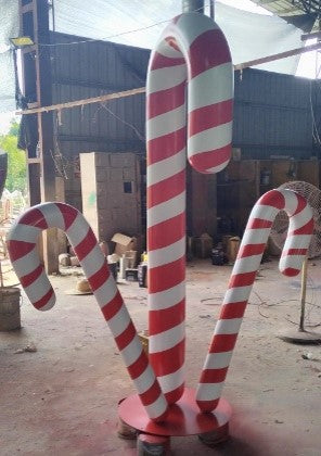 Giant Fiberglass Candy Cane Trio