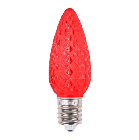 Picture of a single red led C9 faceted bulb for Christmas