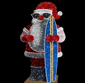 Giant Pre-Lit LED Surfing Santa