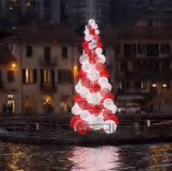 Giant Pre-Lit LED Striped Orb Tree