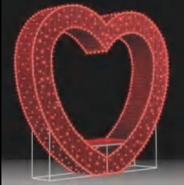 Giant Pre-Lit LED Hollow Heart Bench