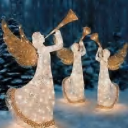Giant Pre-Lit LED Angel Playing Horn