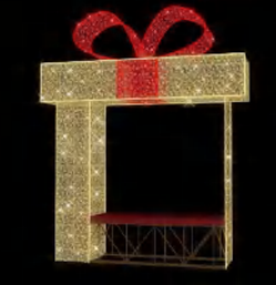 Giant Pre-Lit LED Gift Box Bench