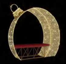 Giant Pre-Lit LED Elegant Ornament Bench