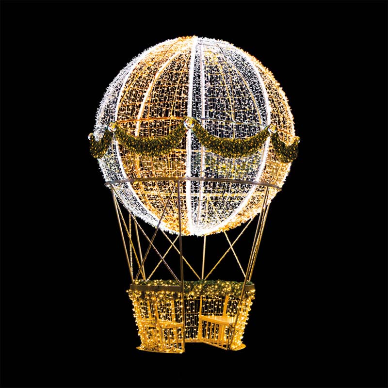 Giant Pre-Lit LED Garland Adorned Hot Air Balloon