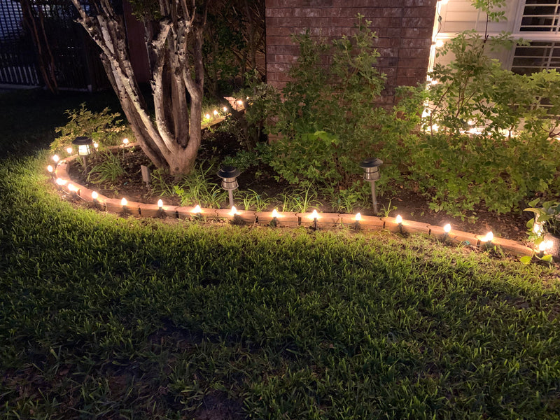 picture of a flower bed decorated with c7 bulbs